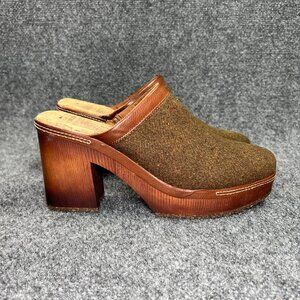 Korks Lori Platform Clogs Women's Size 10 Green‎ Block Heel Slip On Mules Shoes